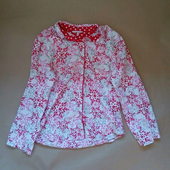 Victoria’s Secret 2 Piece 100% Cotton Pajama Set Size M Snowflakes Winter - Picture 2 of 13